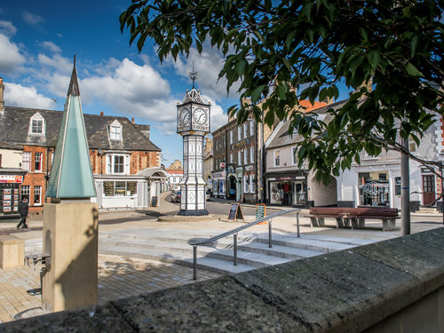 The red and white striped cliffs at Old Hunstanton beach.