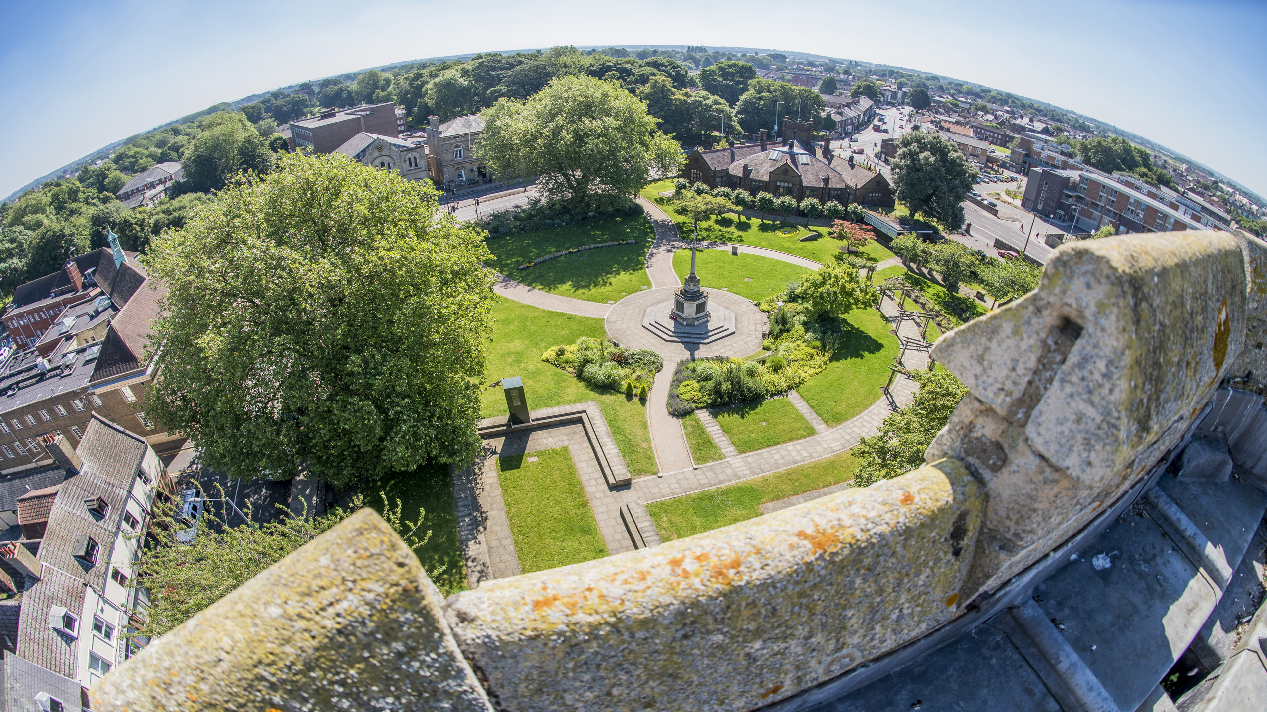 A birds eye view shot of King's Lynn from Greyfriars Tower.