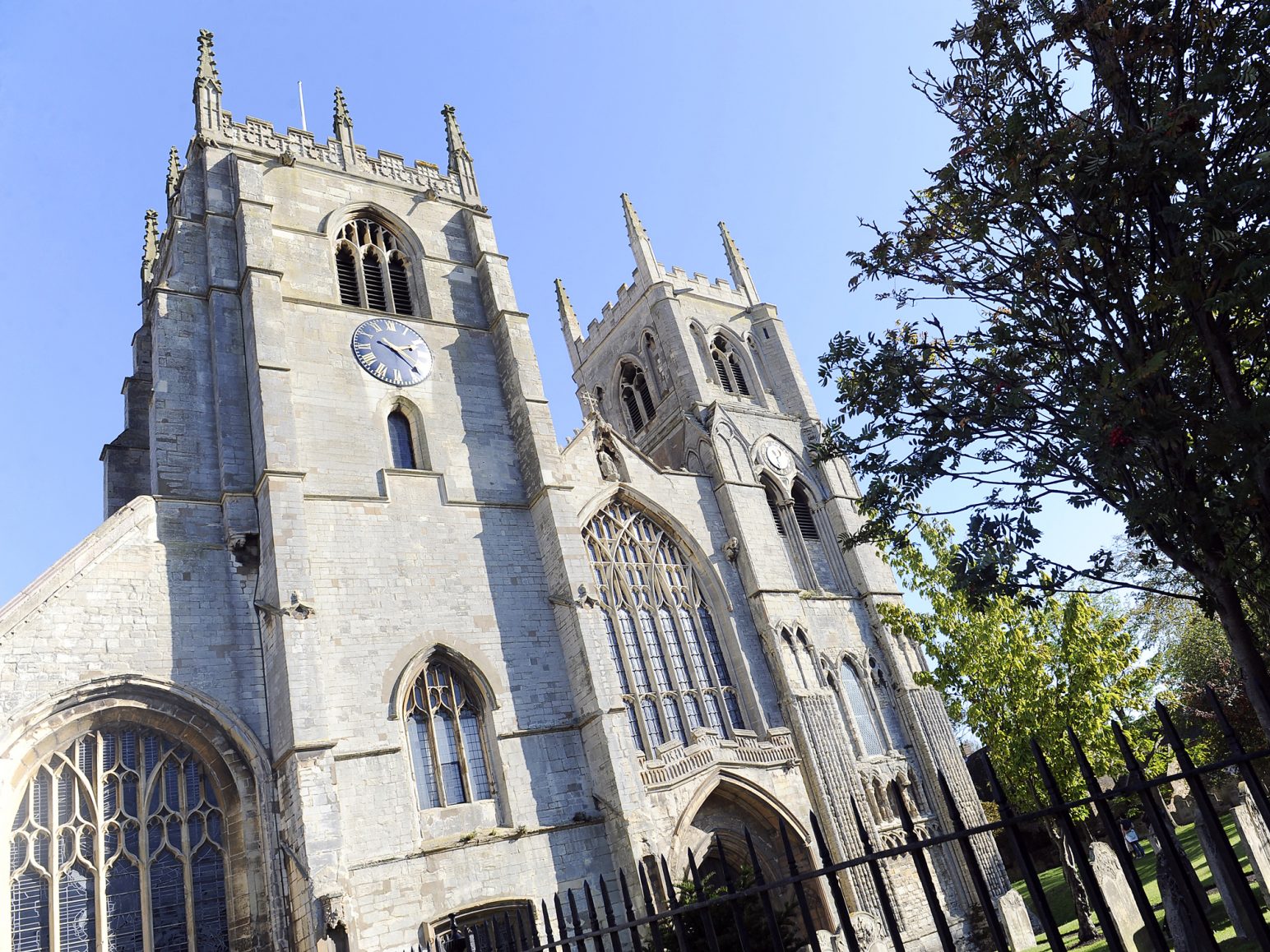 A daytime shot of King's Lynn Minster in the sunshine.