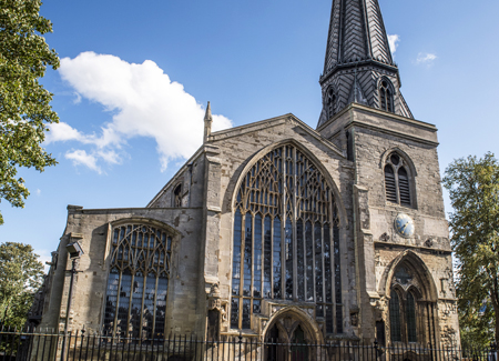 A daytime shot of King's Lynn Minster in the sunshine.