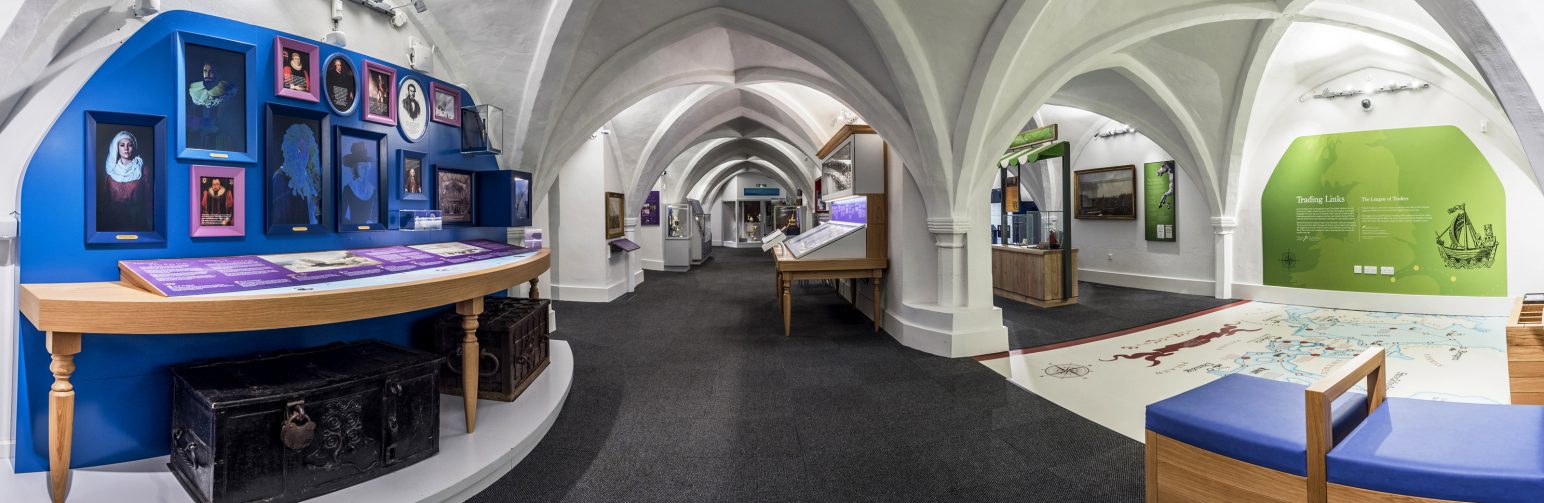 A panoramic shot of the exhibitions at Stories of Lynn museum in King's Lynn.