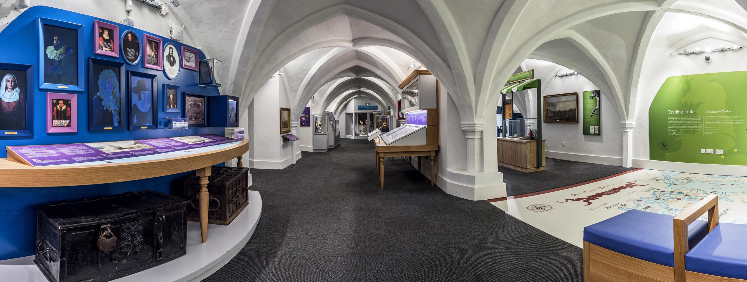 A panoramic shot of the exhibitions at Stories of Lynn museum in King's Lynn.