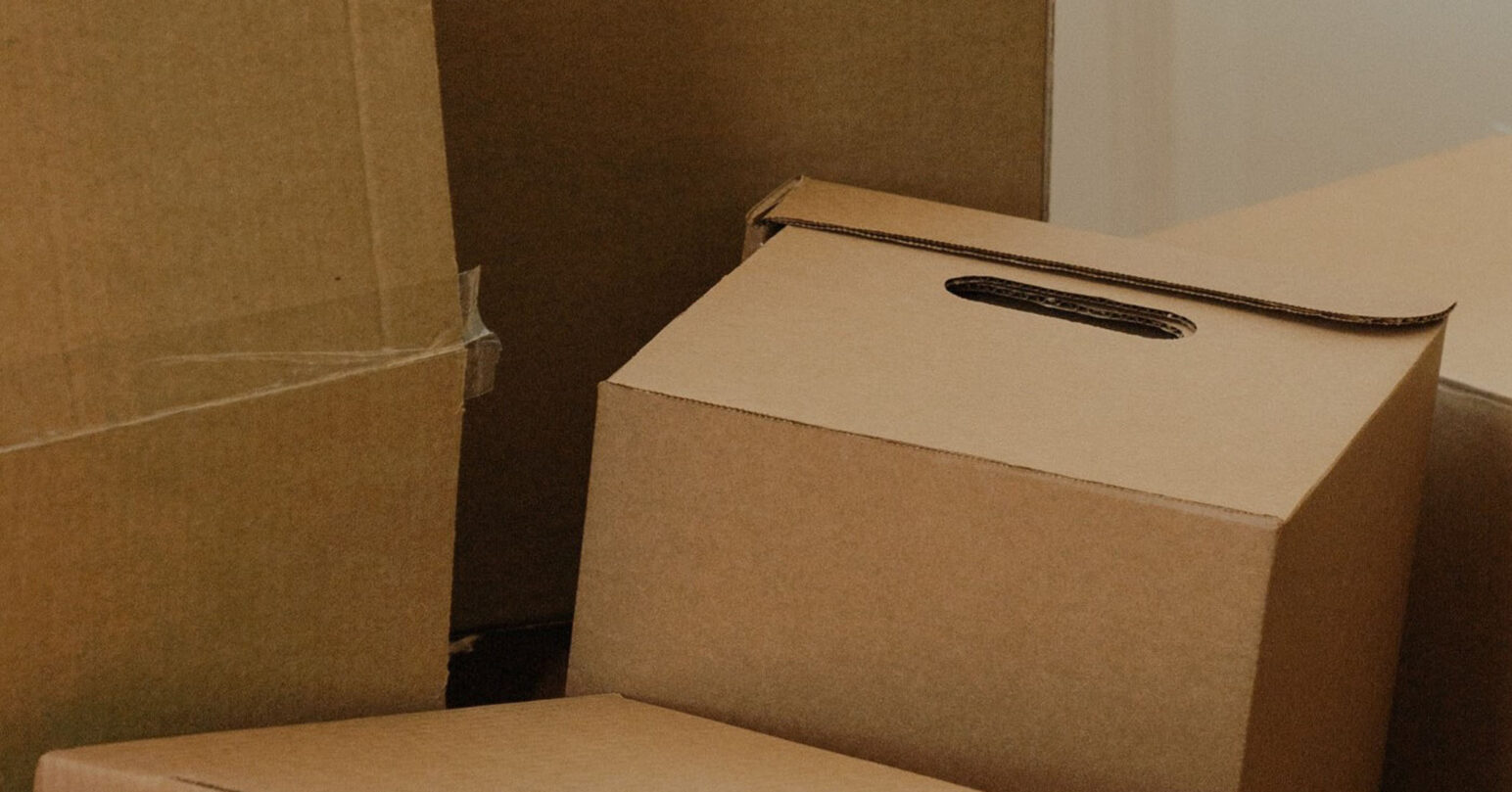 Cardboard boxes stacked up