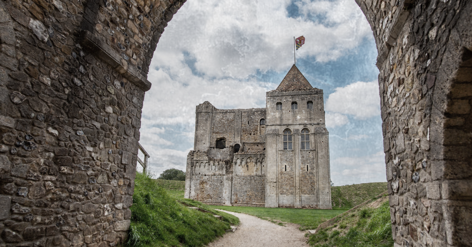 A darkened image of Castle Rising Castle in West Norfolk