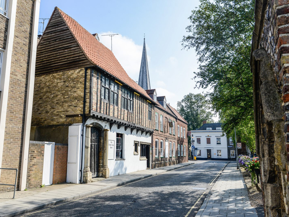 The exterior of the Tudor Rose Hotel in King's Lynn, West Norfolk.