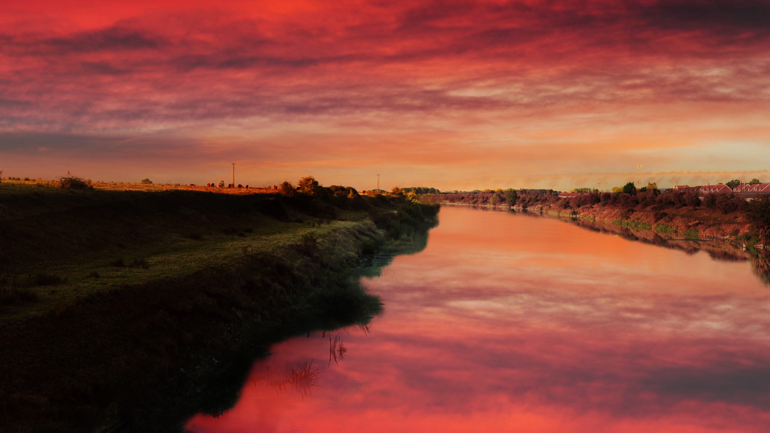 The sunset over King's Lynn reflecting on River Great Ouse,