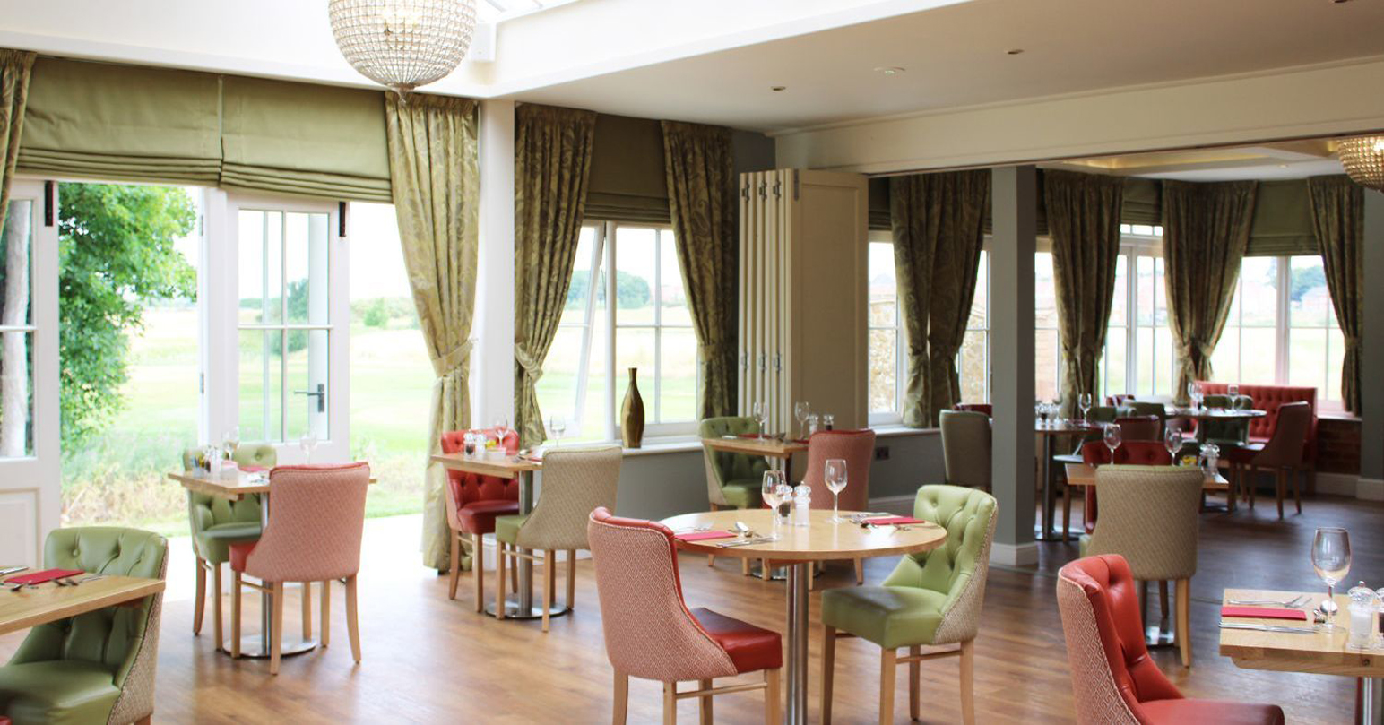The indoor seating area at Heacham Manor Mulberry Restaurant in Heacham, West Norfolk.