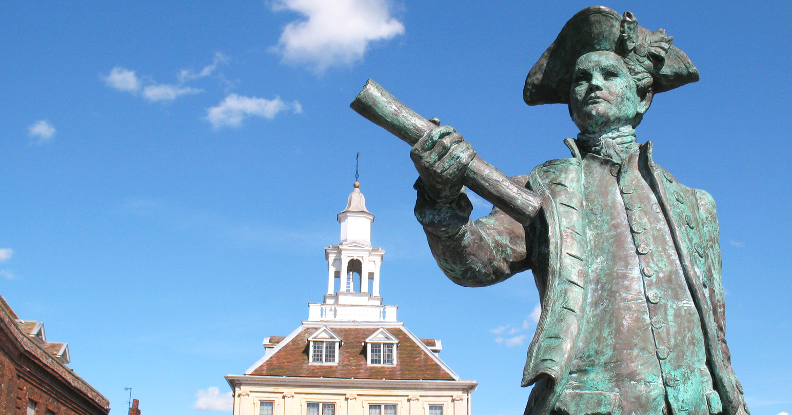 The Captain George Vancouver Statue at Purfleet Quay in King's Lynn.