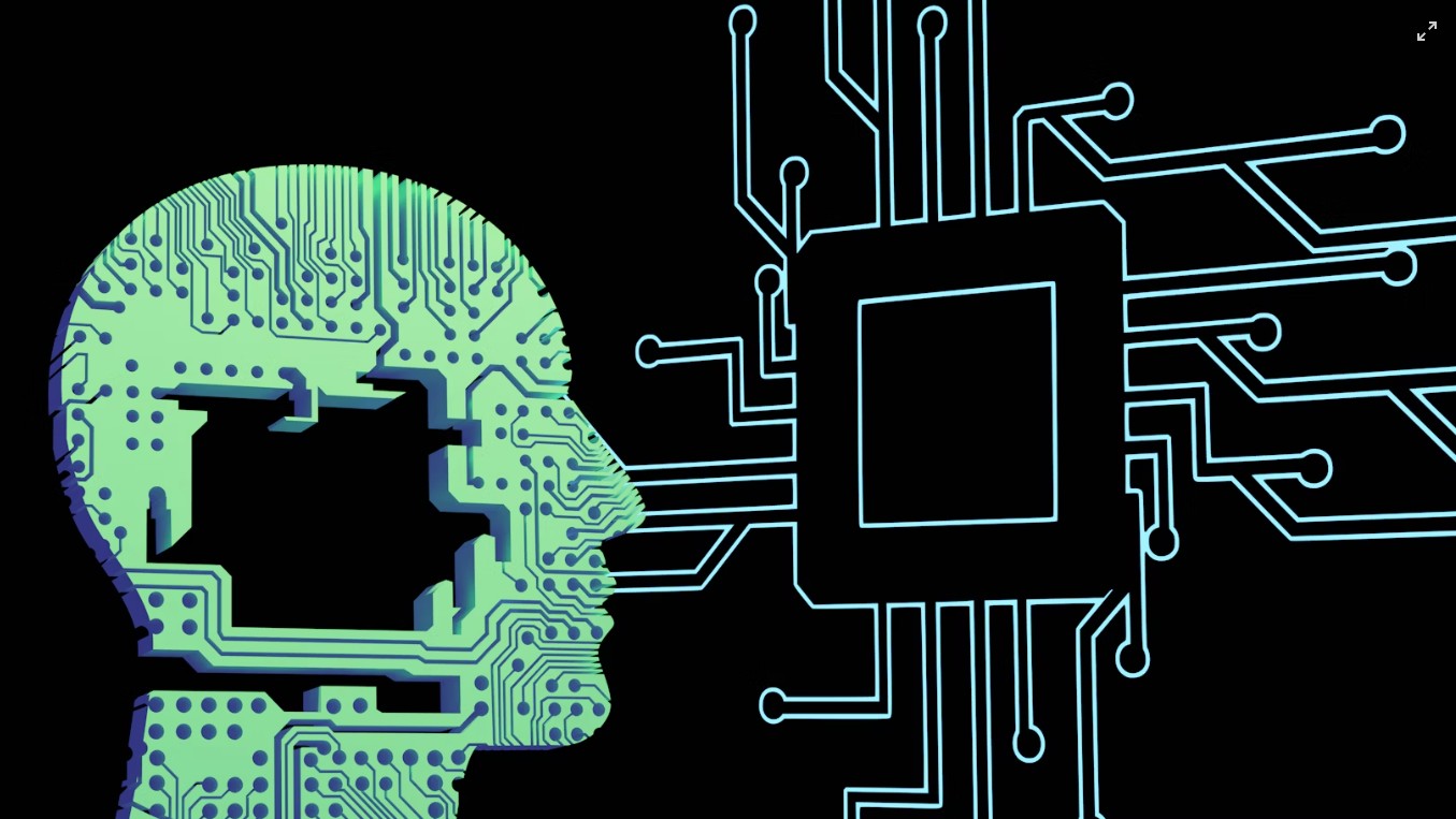 Graphic of digital man's head representing Artificial intelligence.