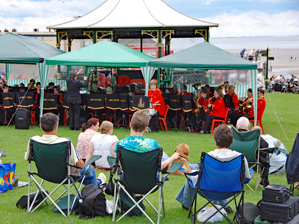The ruins of St Edmund's Chapel with Old Hunstanton Lighthouse in the background.